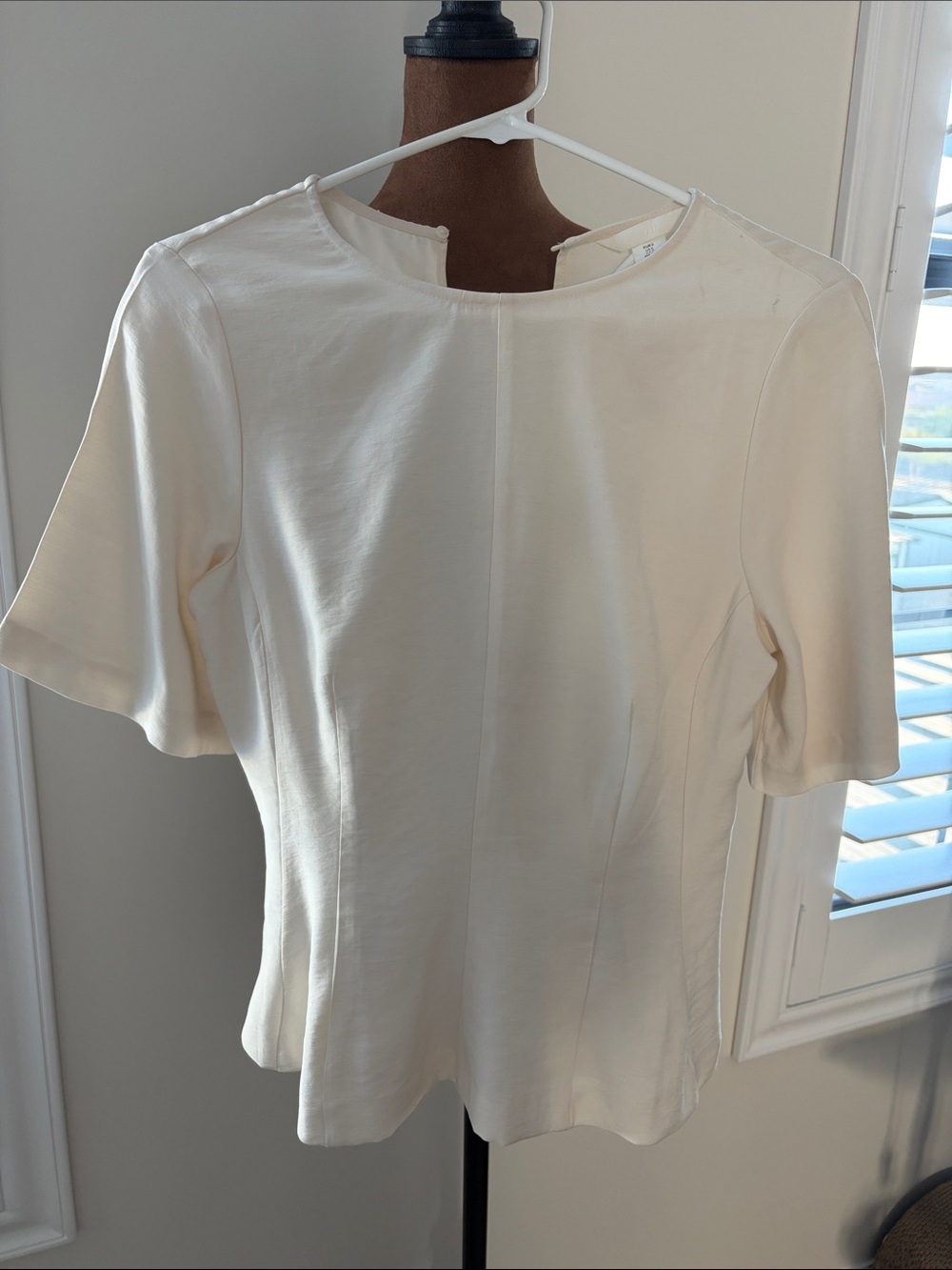 H&M Cream Short-Sleeve Structured Top